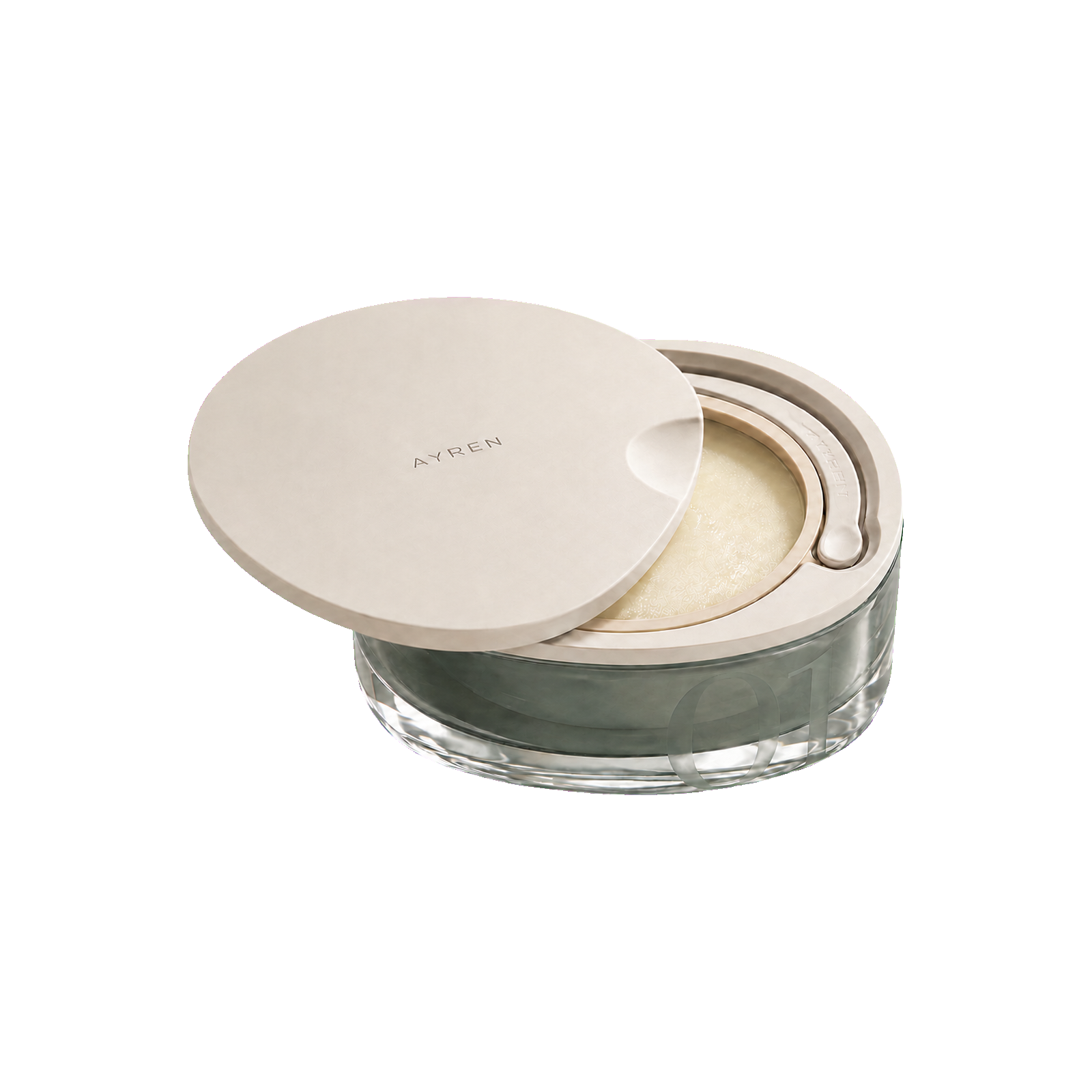 AYREN MELT 01 cleansing balm jar with its sliding lid open
