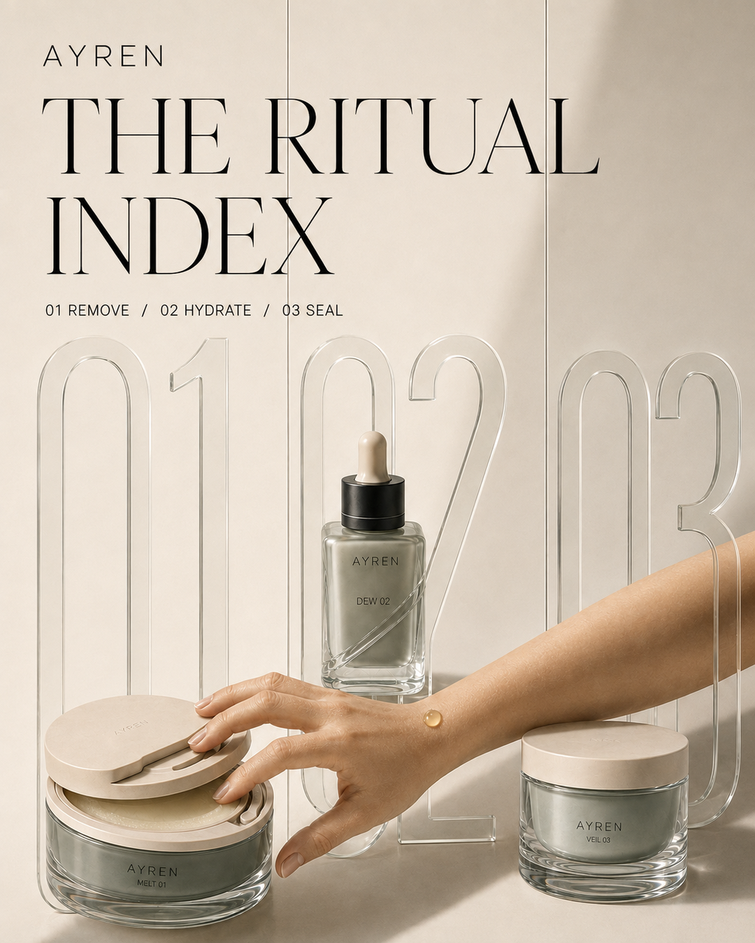 AYREN Ritual Index cover showing the three product steps