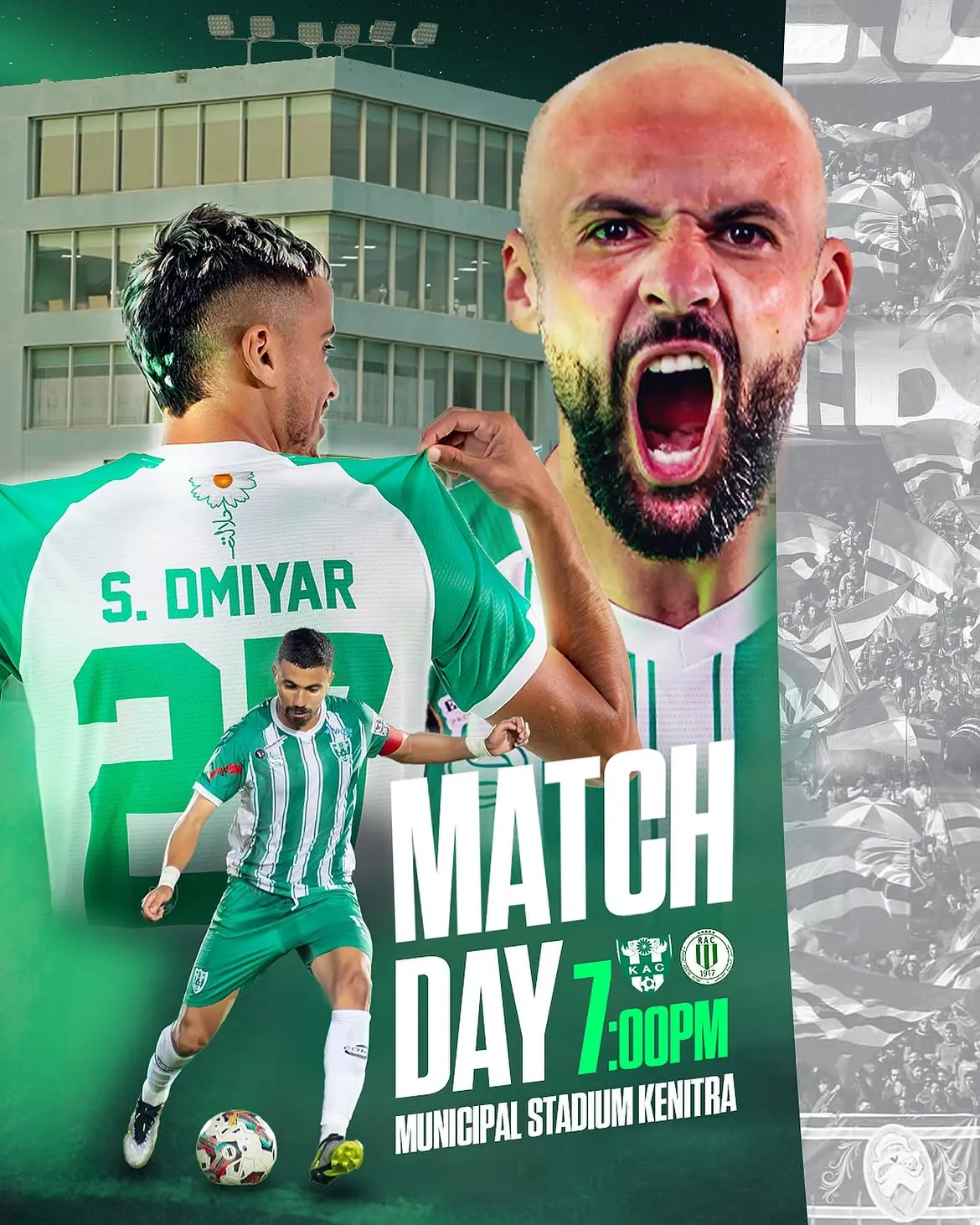 KAC Botola matchday artwork presenting the fixture as a competitive battle