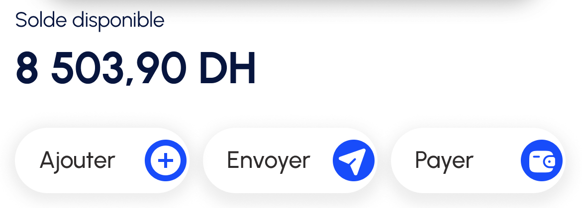 Actual balance and action buttons exported from the CIH design