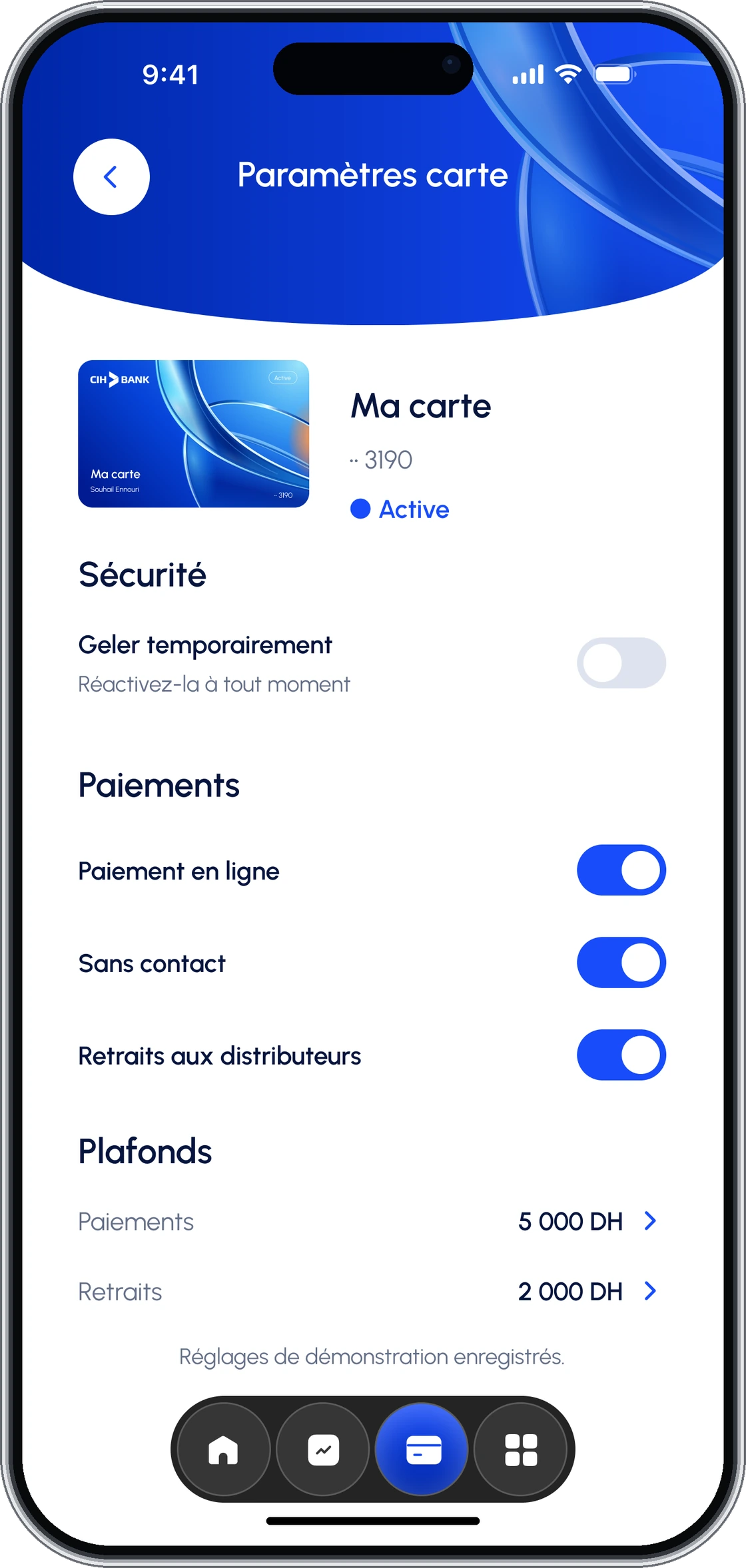 Card settings