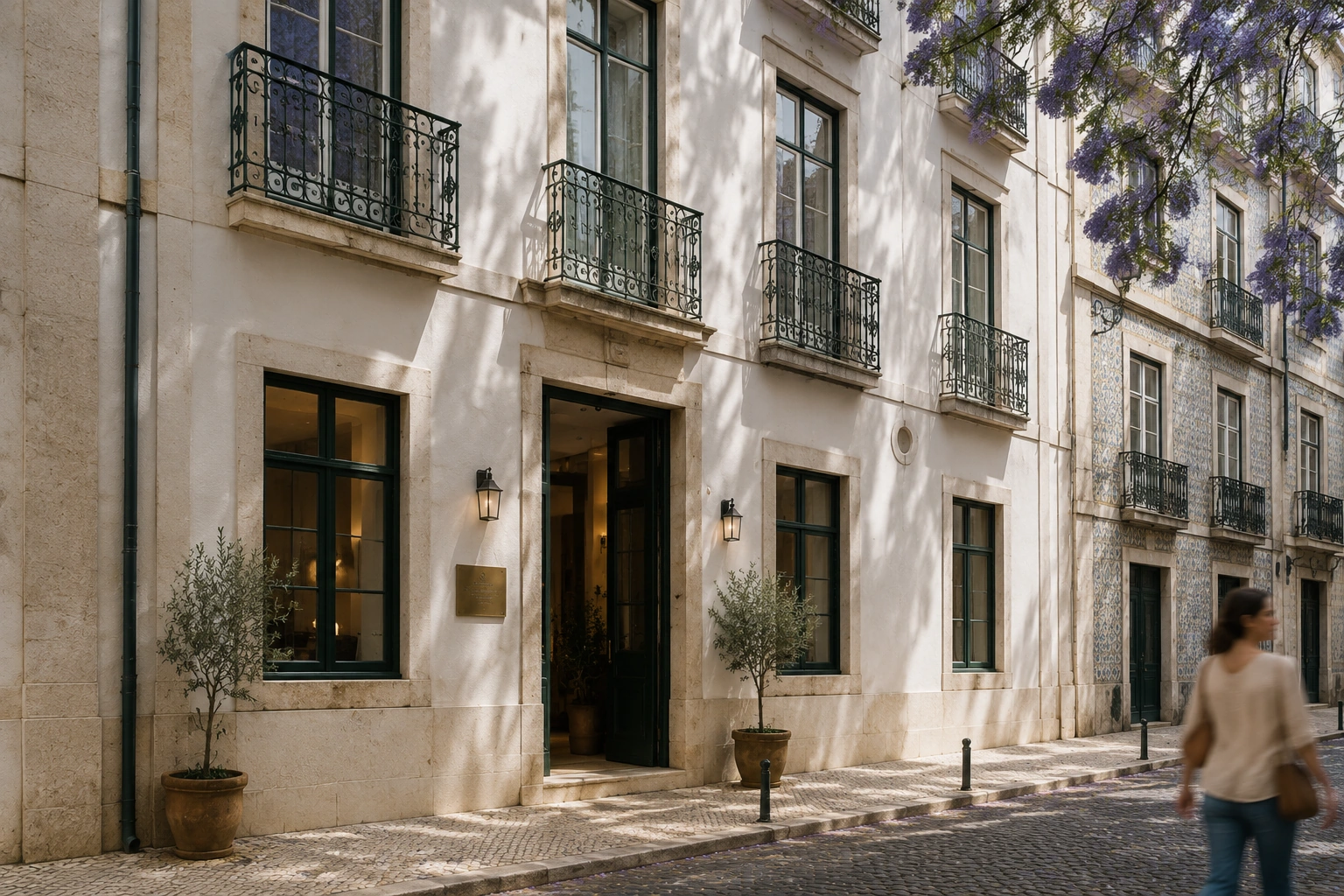 LUMA HOUSE entrance on a shaded Lisbon street