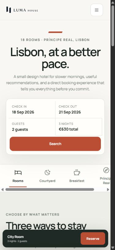 Mobile / Search and persistent booking entry